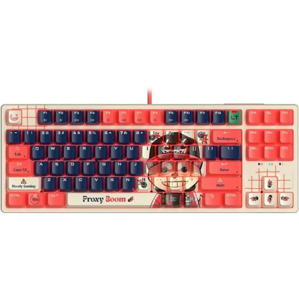 Клавиатура проводная A4Tech Bloody AT87 Proxy Boom USB, механическая, бежевый/красный