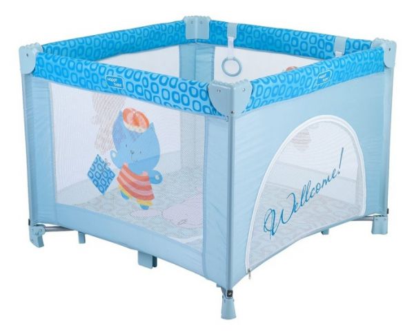 Манеж Happy Baby ALEX макс.:15кг металл/сетка голубой (от 6 мес)